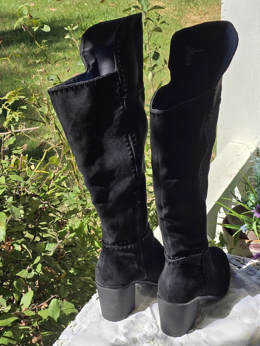 Universal Thread Black Faux Microsuede Over-The-Knee Asymmetrical Top Boots 9